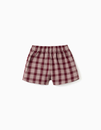 Falda pantalón de algodón con pliegues You&Me para niña, rojo/beige