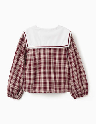 Blouse à carreaux avec manches bouffantes You&Me pour femme, rouge/beige