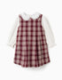 Camiseta + vestido a cuadros You&Me para bebé niña, blanco/rojo/beige