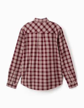 Long sleeve checked cotton shirt You&Me for adults, dark red/beige