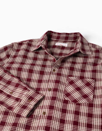 Long sleeve checked cotton shirt You&Me for adults, dark red/beige