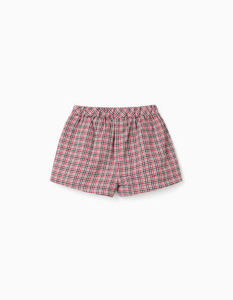 Saia-calção de sarja com padrão xadrez B&S para bebé menina, multicolor