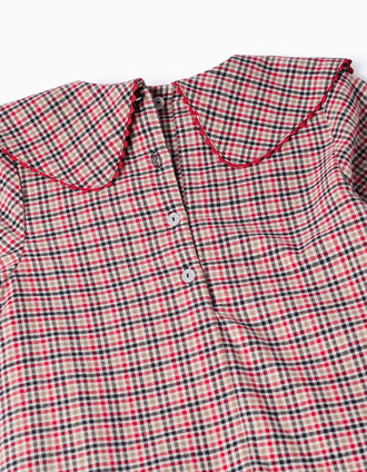 Vestido de manga larga de algodón a cuadros B&S para niña, multicolor