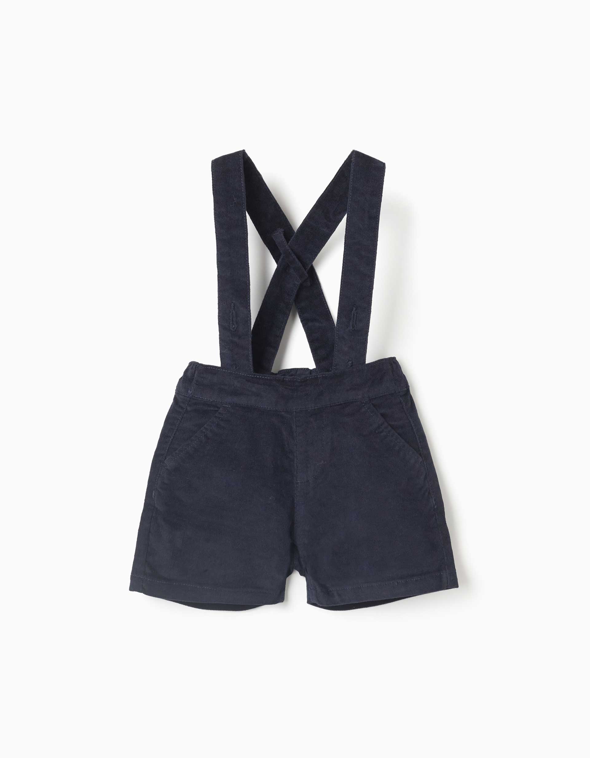 Short en velours côtelé à bretelles You&Me pour bébé garçon, bleu marine