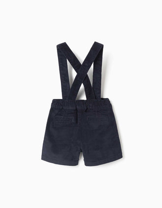 Short en velours côtelé à bretelles You&Me pour bébé garçon, bleu marine
