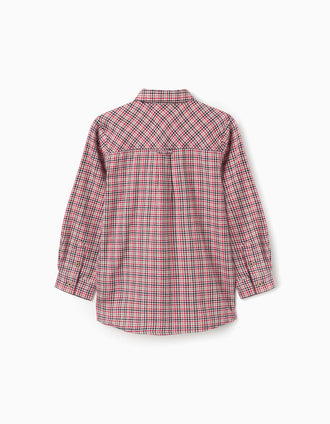 Camisa de manga larga de algodón a cuadros B&S para niño, multicolor