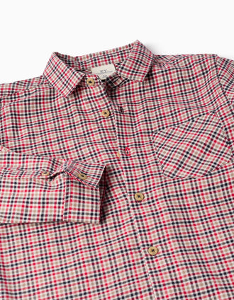 Camisa de manga larga de algodón a cuadros B&S para niño, multicolor