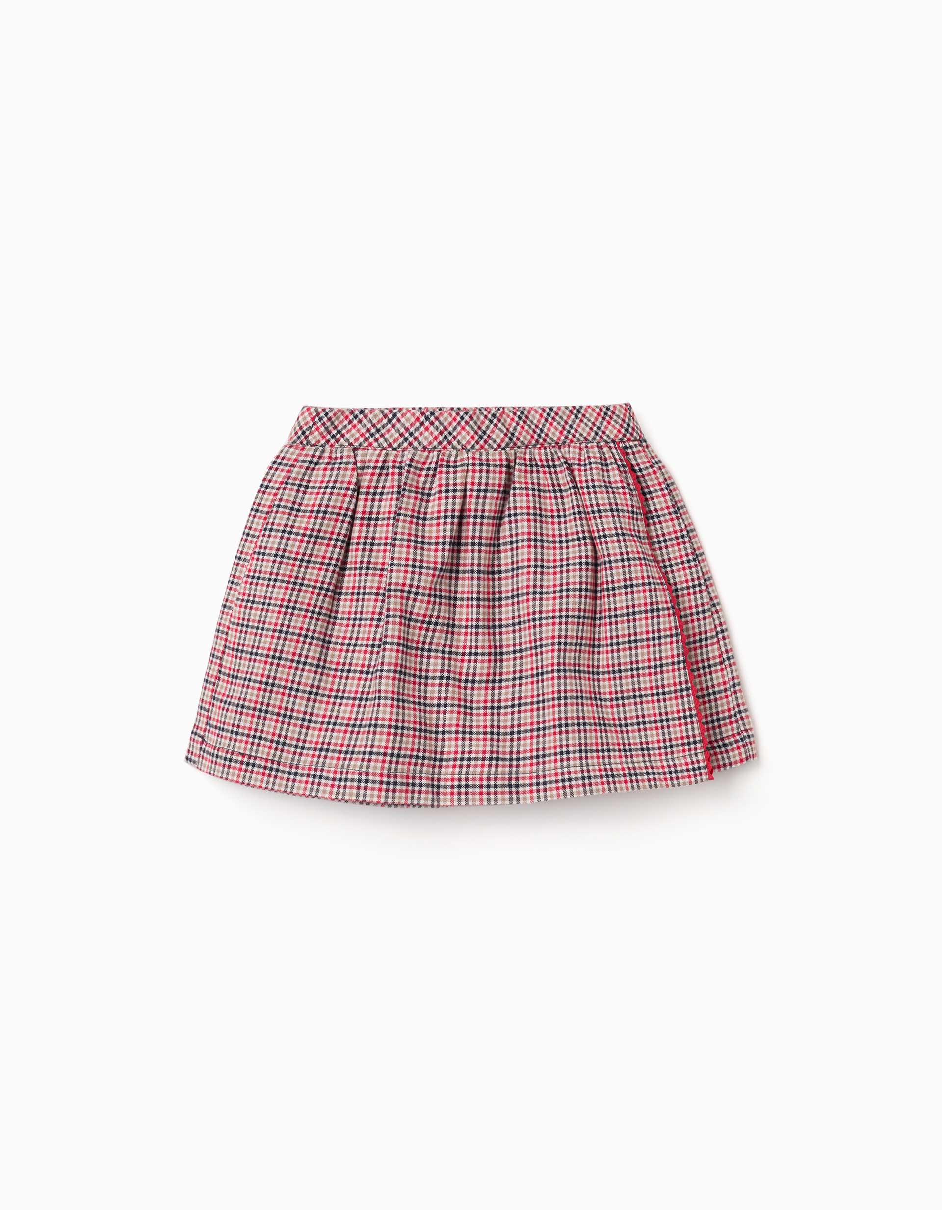 Falda pantalón de sarga a cuadros B&S para niña, multicolor