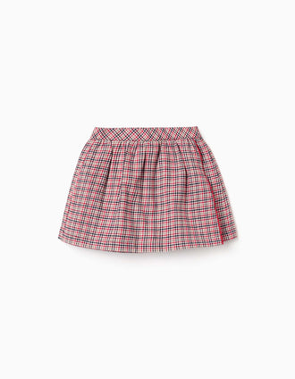 Falda pantalón de sarga a cuadros B&S para niña, multicolor