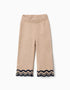 Pantalón de punto con dobladillo a rayas para bebé niña, beige/azul marino