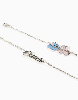 Pack de 2 pulseiras com pendentes Stitch e Angel para menina, prateado