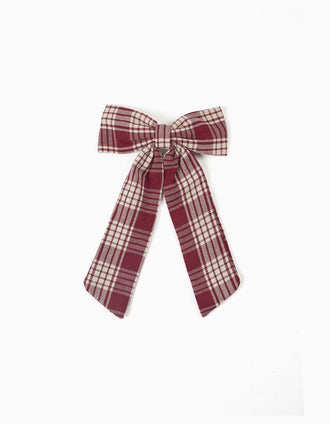 Barrette à cheveux avec nœud à carreaux You&Me pour fille, rouge/beige