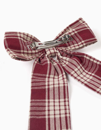 Barrette à cheveux avec nœud à carreaux You&Me pour fille, rouge/beige