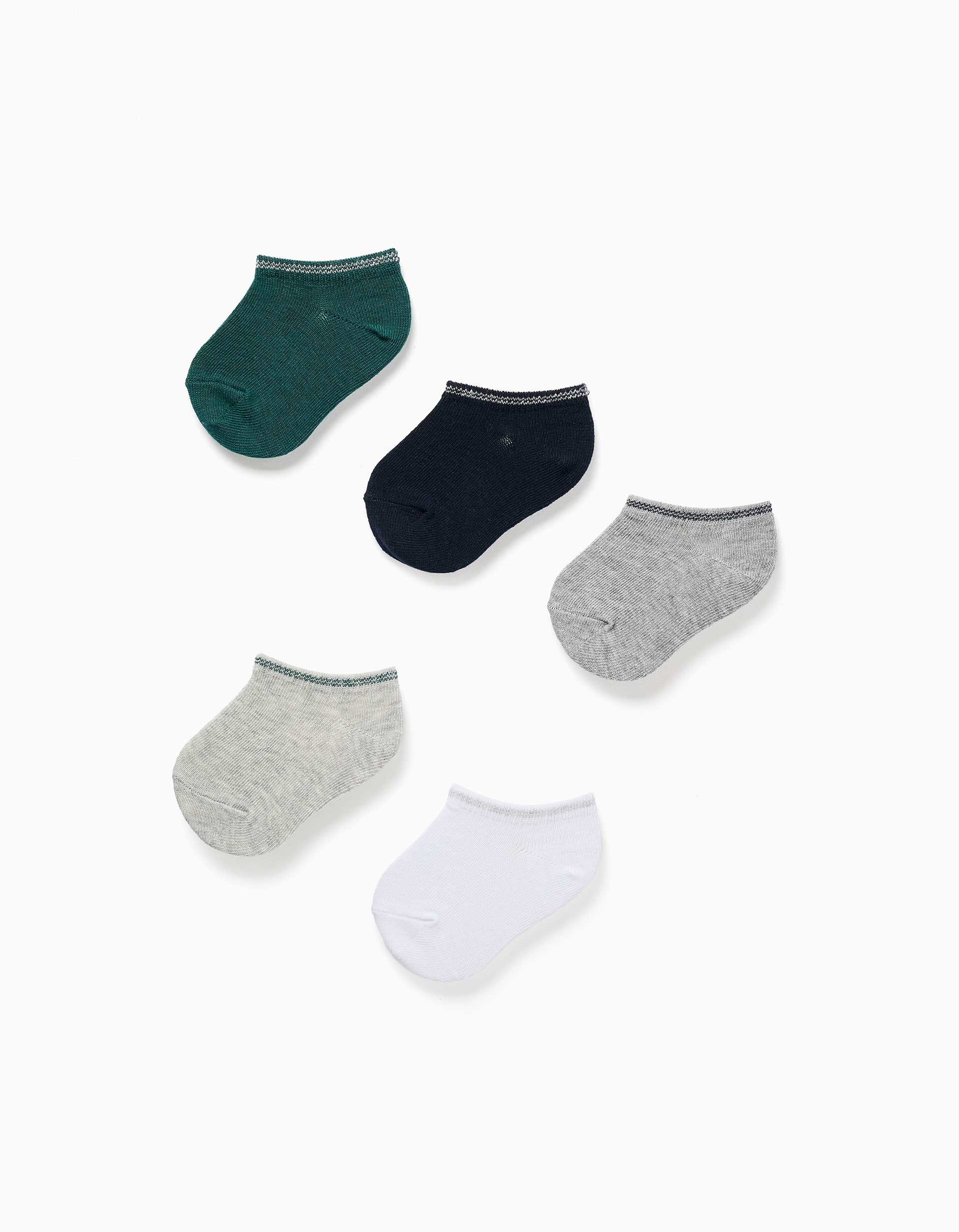 5 pairs of ankle socks with striped cuff for baby boys, multicolour