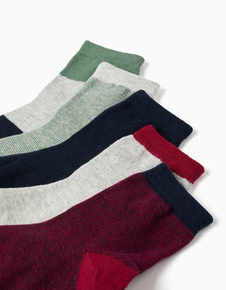 5 pares de meias fantasia para menino, verde/azul/cinza/vermelho