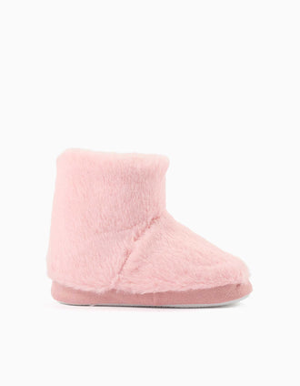 Slipper boots in sherpa with non-slip sole for girls, light pink