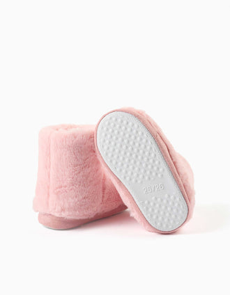 Slipper boots in sherpa with non-slip sole for girls, light pink