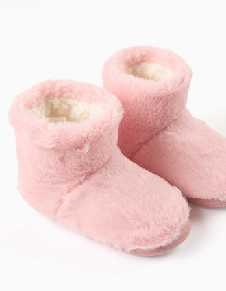 Slipper boots in sherpa with non-slip sole for girls, light pink