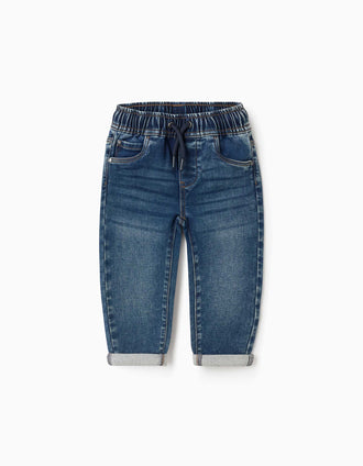 Jean à enfiler avec cordon pour bébé garçon, bleu foncé