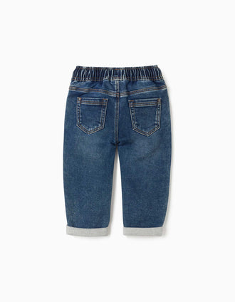 Jean à enfiler avec cordon pour bébé garçon, bleu foncé