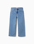 Pantalon en jean à coupe droite avec 5 poches pour fille, bleu