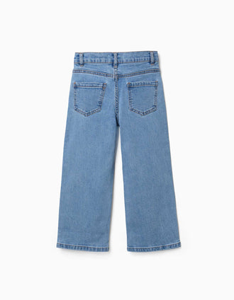 Pantalón vaquero recto con 5 bolsillos para niña, azul