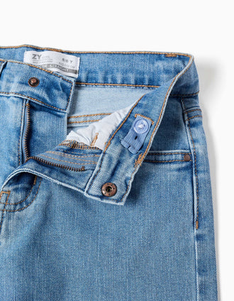 Pantalón vaquero recto con 5 bolsillos para niña, azul