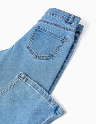 Pantalón vaquero recto con 5 bolsillos para niña, azul