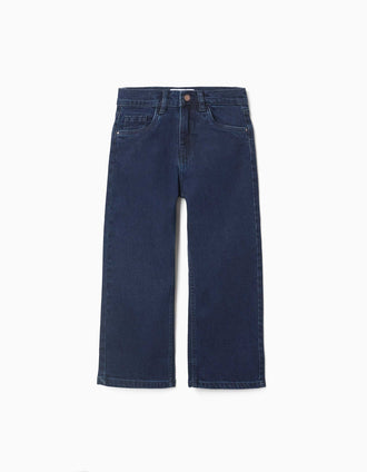 Pantalón vaquero recto con 5 bolsillos para niña, azul oscuro