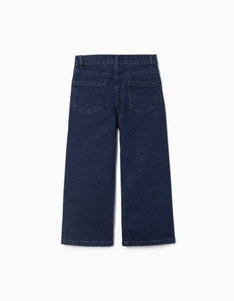 Pantalón vaquero recto con 5 bolsillos para niña, azul oscuro