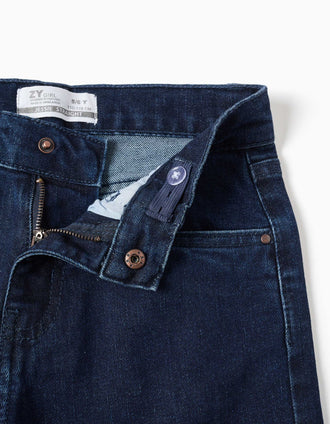 Pantalón vaquero recto con 5 bolsillos para niña, azul oscuro