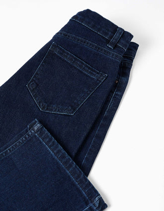 Pantalón vaquero recto con 5 bolsillos para niña, azul oscuro