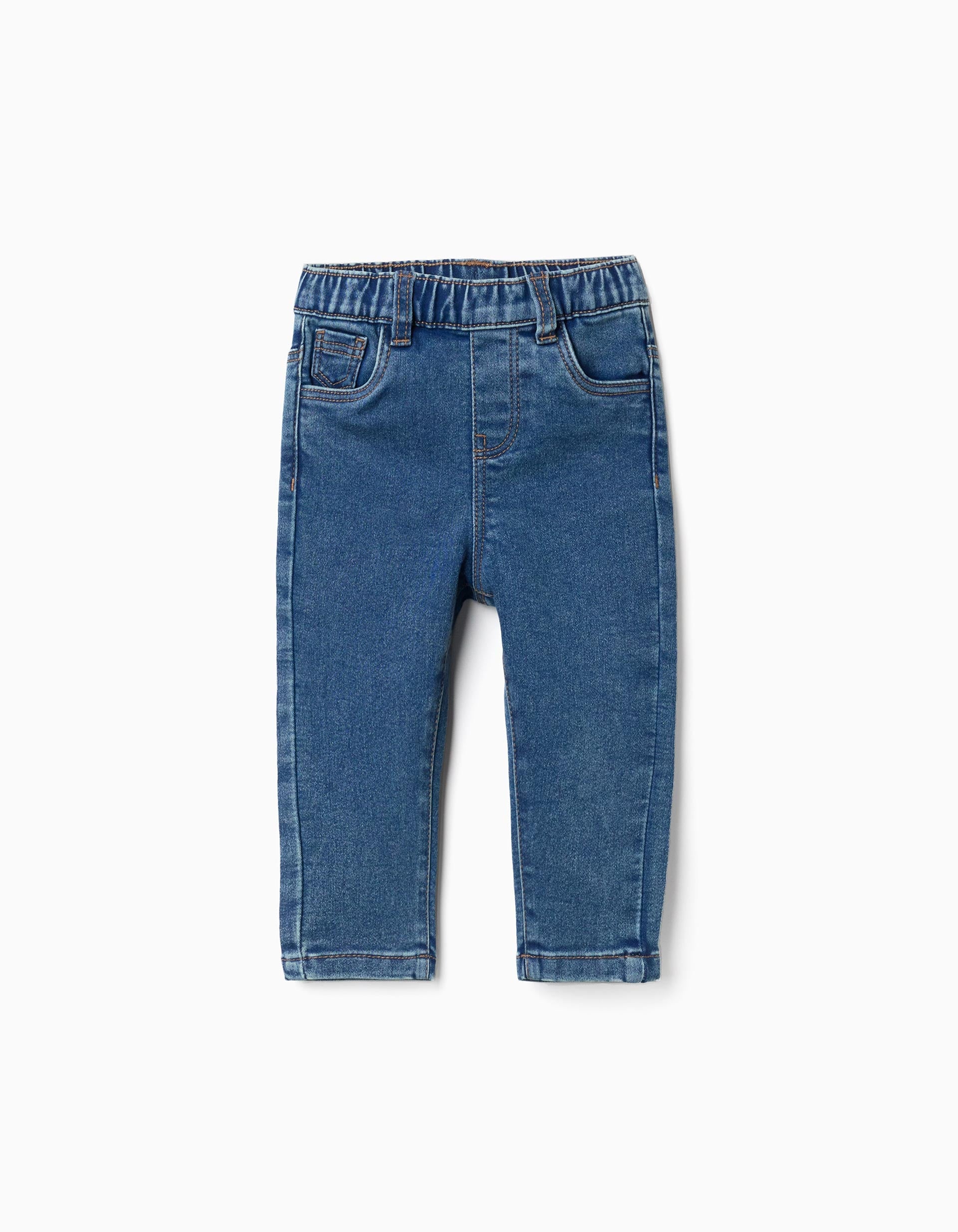 Jeggings with 3 pockets for baby girls, blue