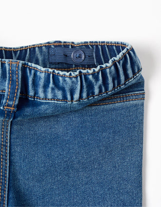 Jeggings with 3 pockets for baby girls, blue