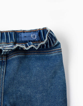 Jeggings with 3 pockets for baby girls, blue
