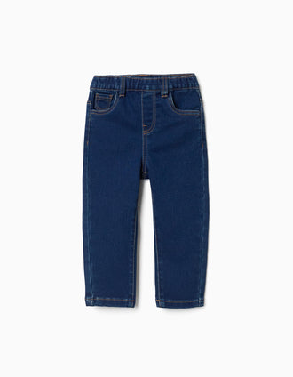 Jeggings with 3 pockets for baby girls, dark blue