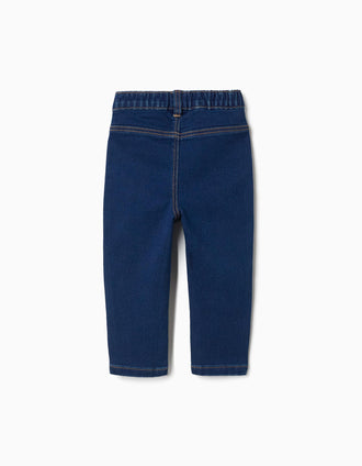 Jeggings with 3 pockets for baby girls, dark blue