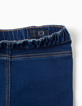 Jeggings with 3 pockets for baby girls, dark blue