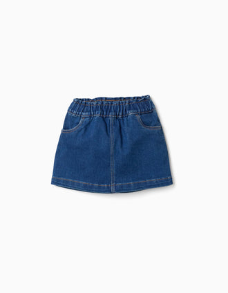 Falda vaquera con 4 bolsillos para bebé niña, azul oscuro