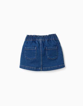 Falda vaquera con 4 bolsillos para bebé niña, azul oscuro