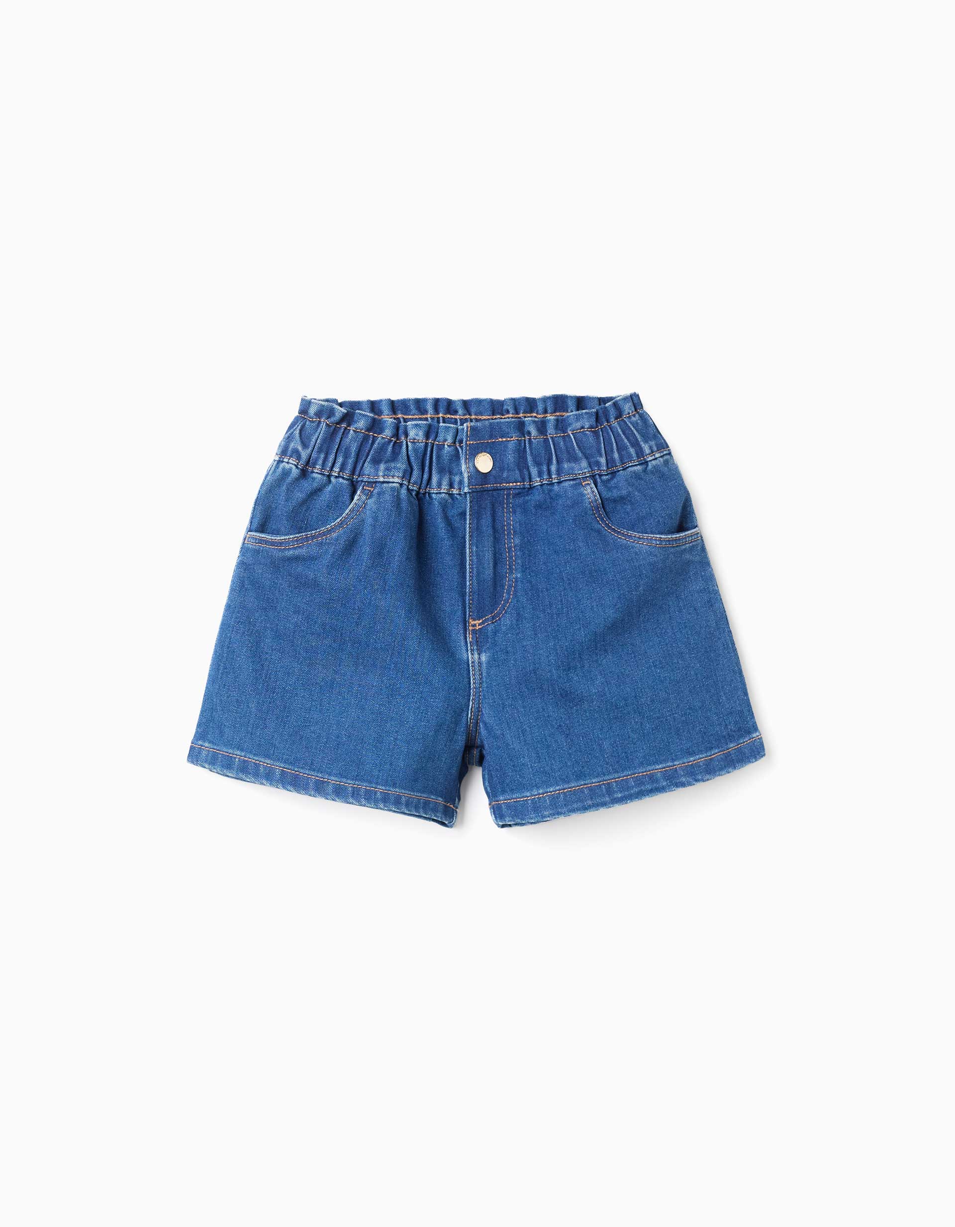 Short en jean avec taille paperbag pour fille, bleu