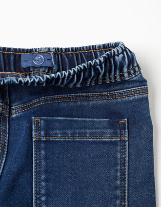 Denim joggers with drawstring and 5 pockets for boys, dark blue