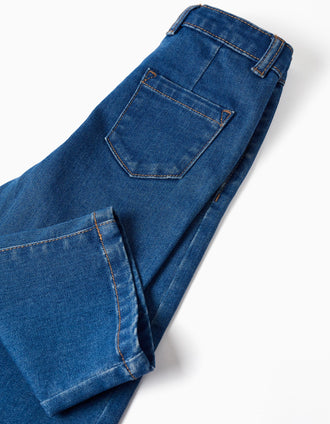 Wide leg jeans with 4 pockets for baby girls, blue