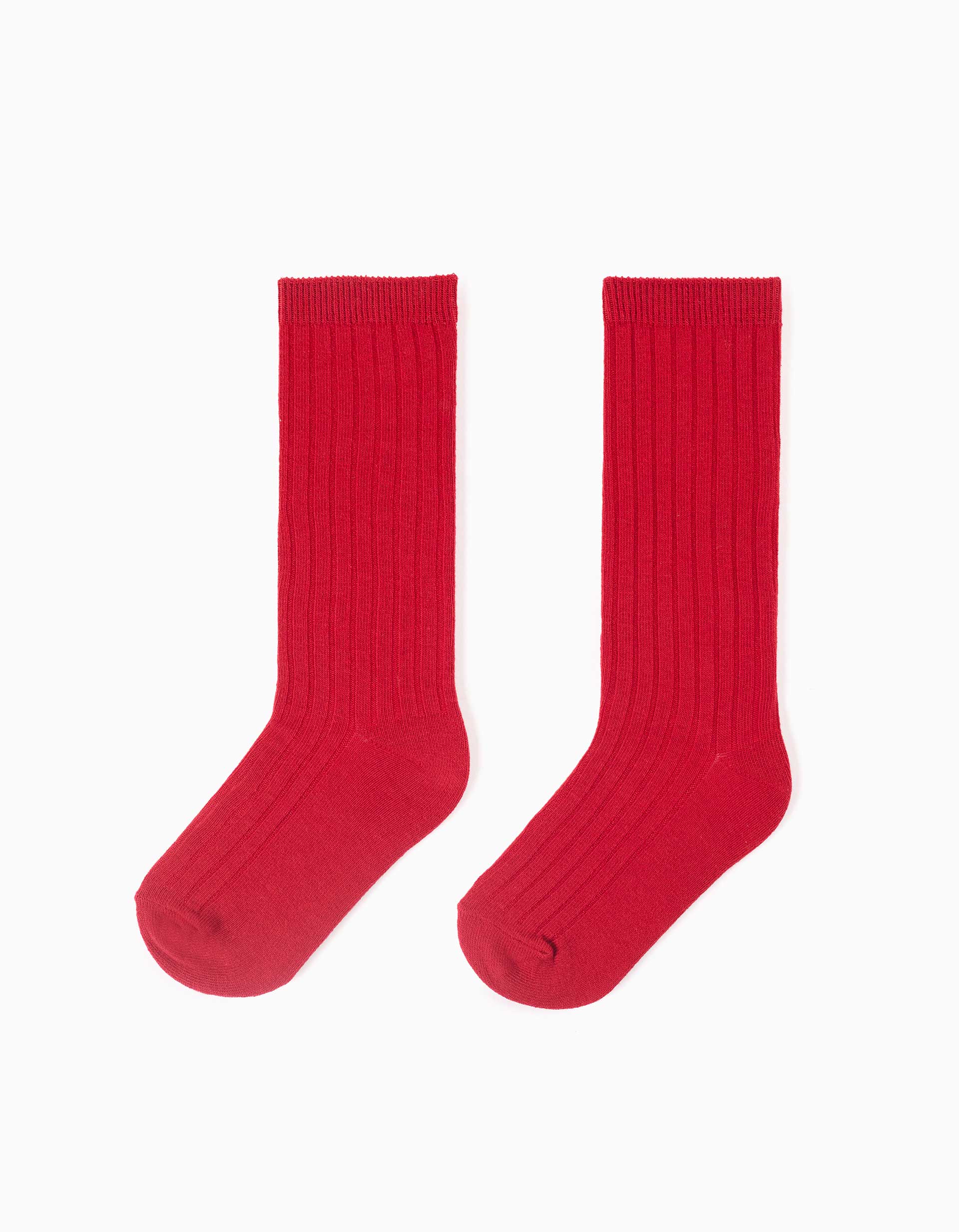 Meias altas caneladas para menino, vermelho