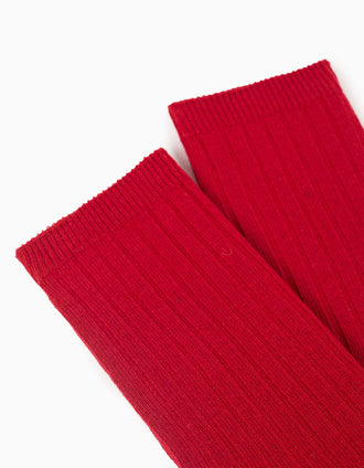 Meias altas caneladas para menino, vermelho