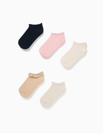 Lot de 5 paires de socquettes mixtes pour fille, multicolore