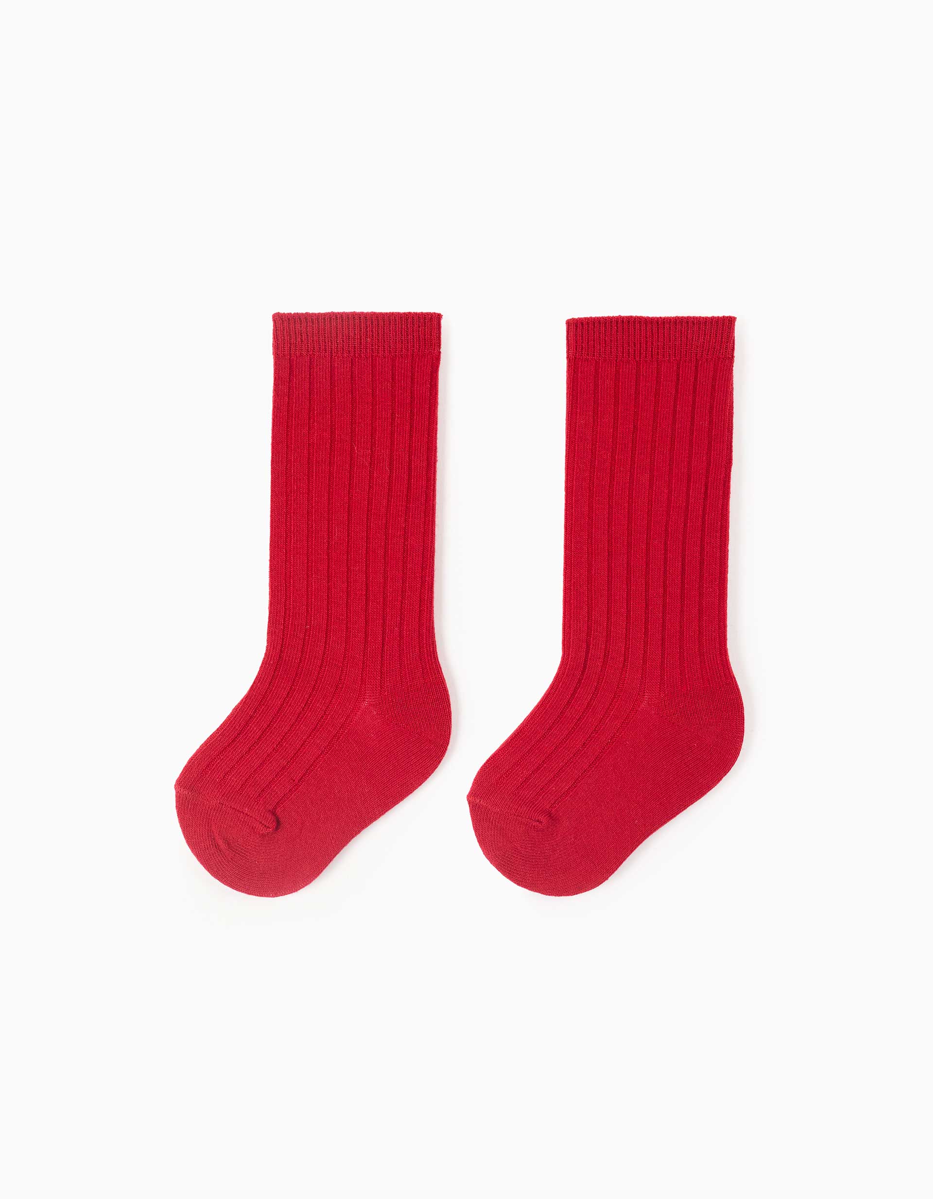 Meias caneladas altas para bebé menino, vermelho