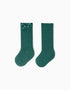 Chaussettes hautes avec nœud en velours pour bébé fille, vert foncé