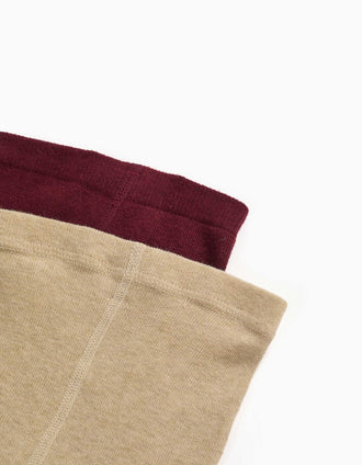 Lot 2 collants côtelés/avec nœud pour bébé fille, bordeaux/beige