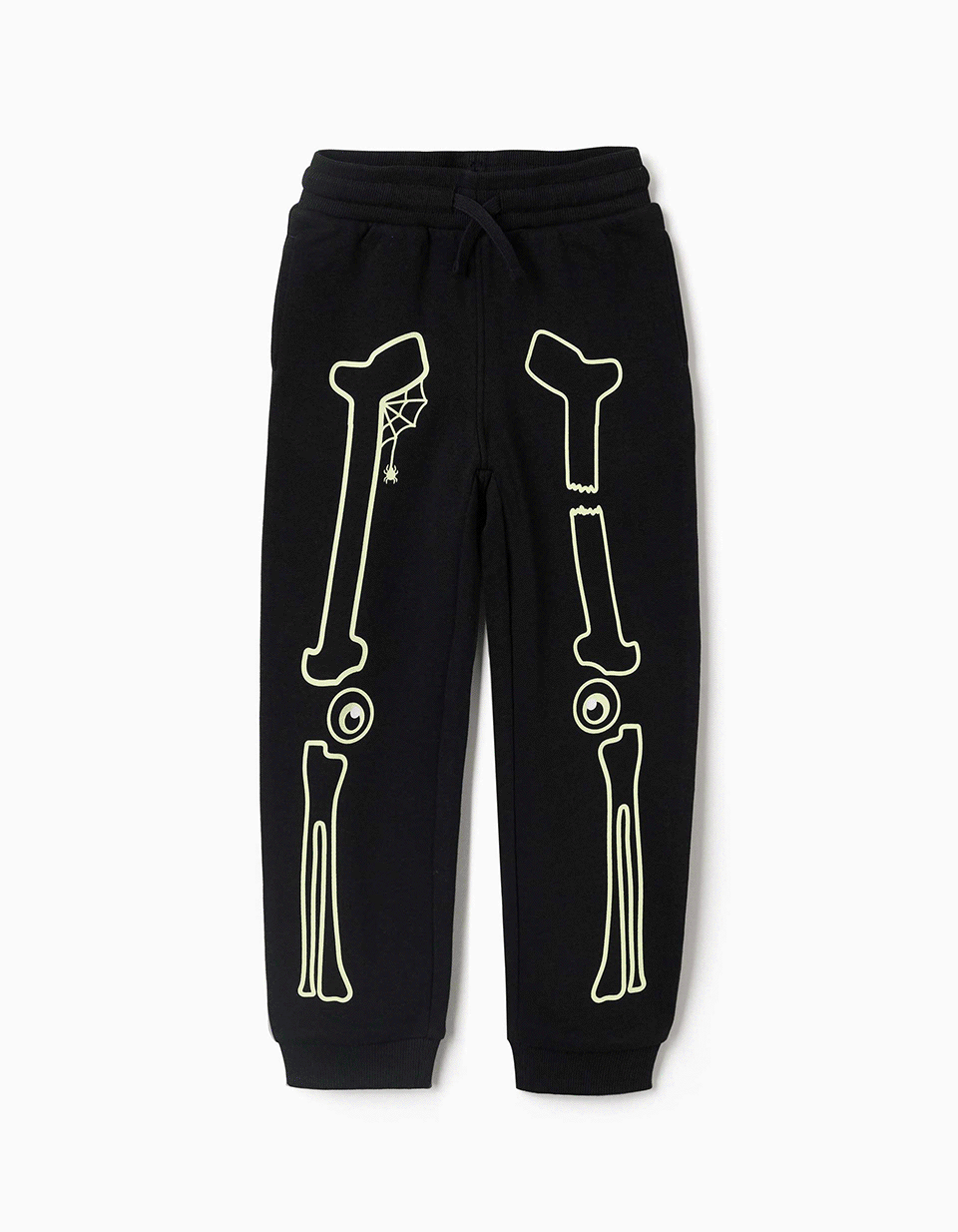 Pantalón deportivo con estampado que brilla en la oscuridad para niño, negro